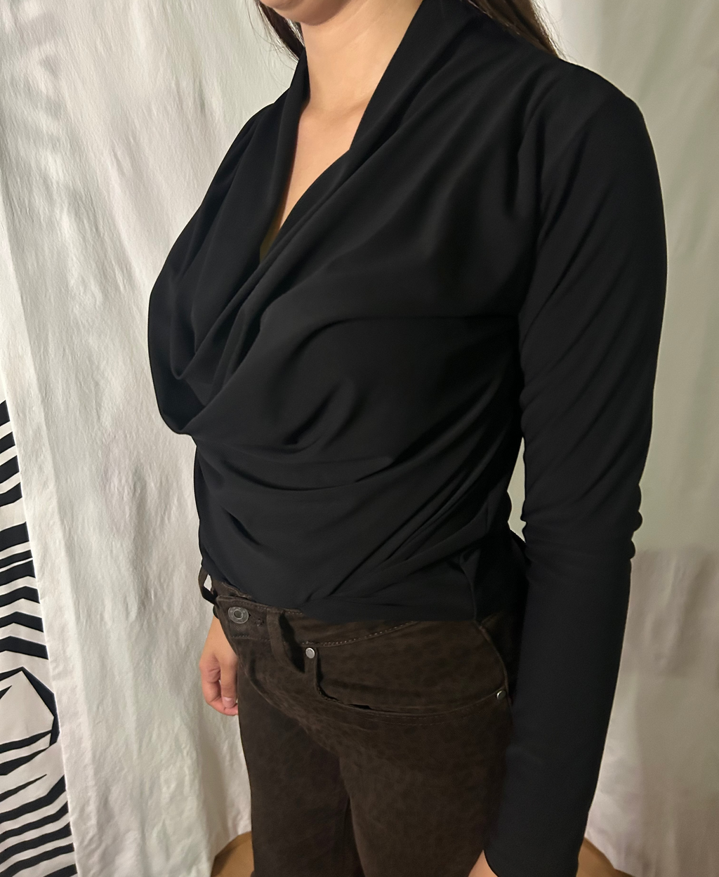Blusa cuello drapeado